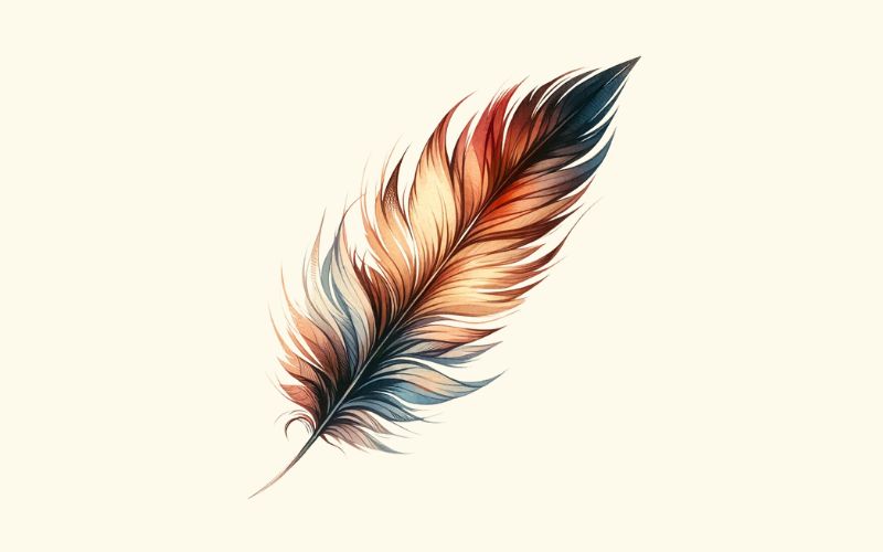 Un dessin de tatouage de plumes de style aquarelle.
