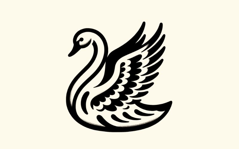 A minimalist style swan tattoo design.