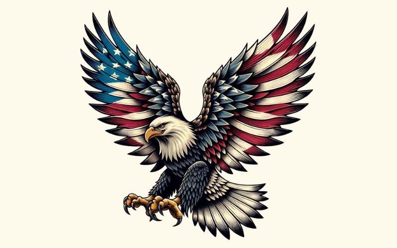 A realism style American flag eagle tattoo design. 