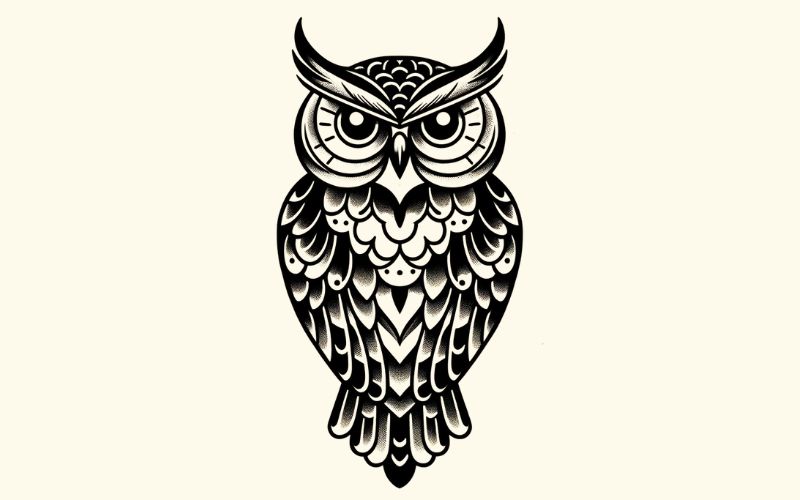 A traditional style owl tattoo design. 