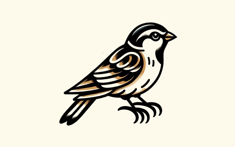 A traditional style sparrow tattoo design.