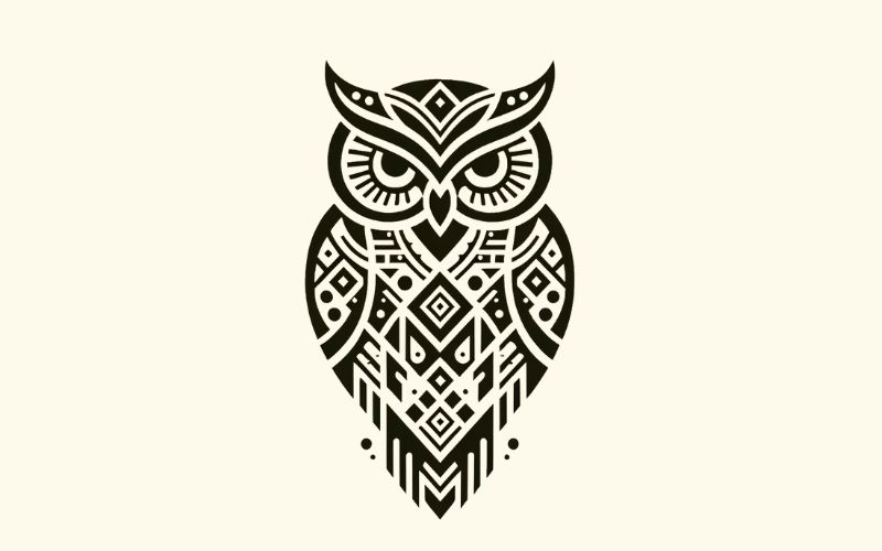 Um desenho de tatuagem de coruja em estilo realista.