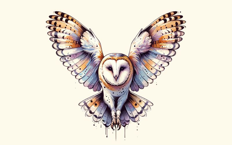 A watercolor style owl tattoo design. 