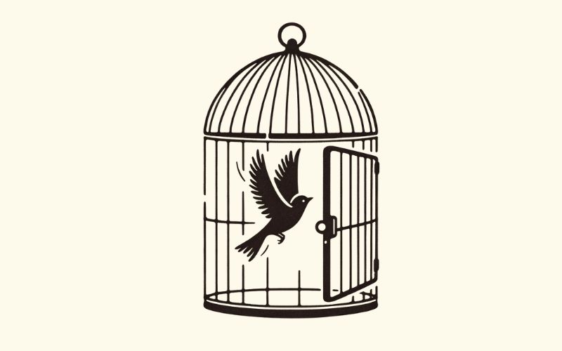 A minimalist style birdcage tattoo design.