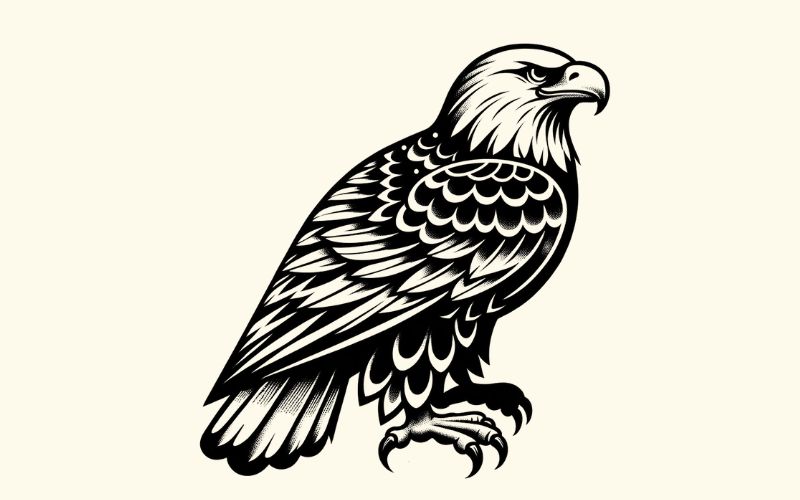 A blackwork style eagle tattoo design. 