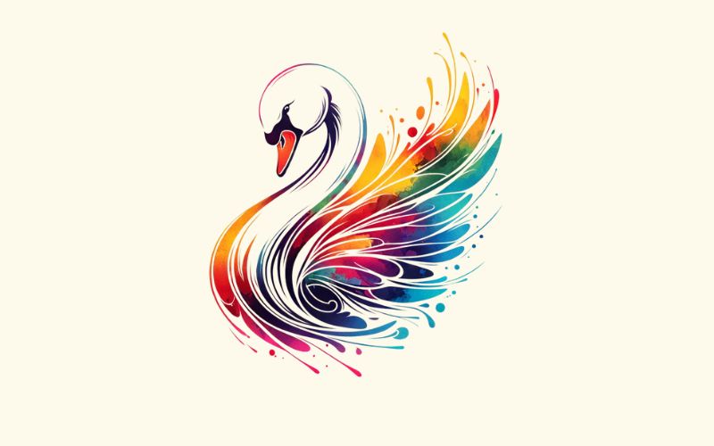 A watercolor style swan tattoo design. 
