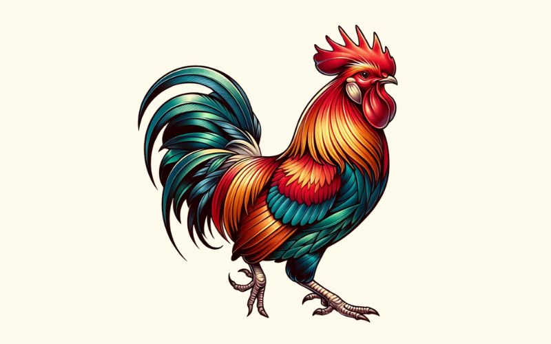 A realism style rooster tattoo design. 