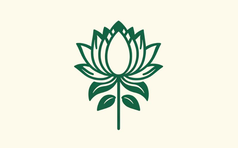 A minimalist style green lotus tattoo design. 