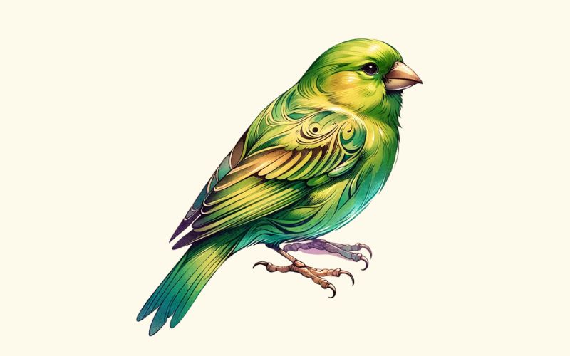 A watercolor style canary tattoo design.