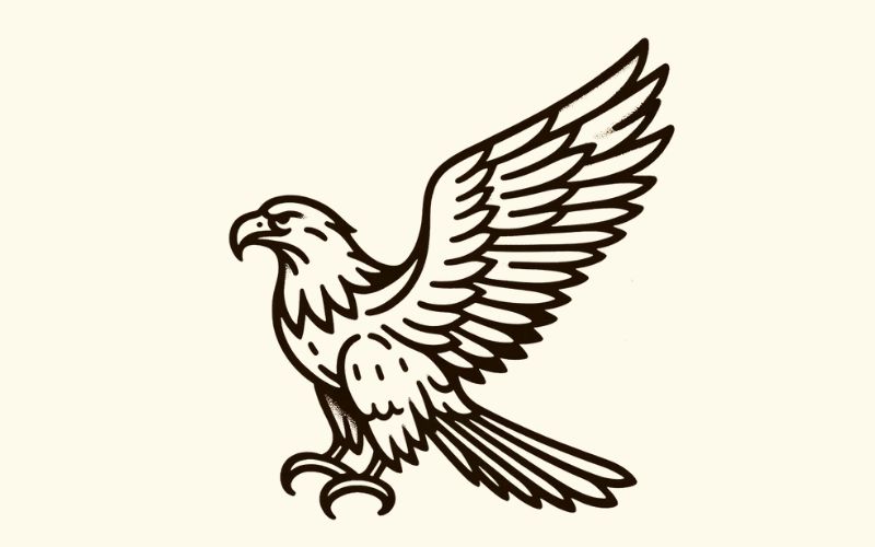 A minimalist style eagle tattoo design. 
