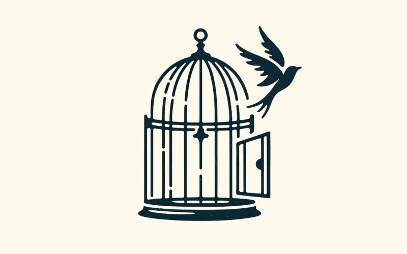 A minimalist style birdcage tattoo design.