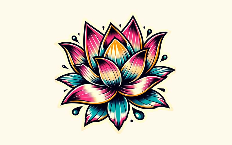 A new school style lotus tattoo design. 