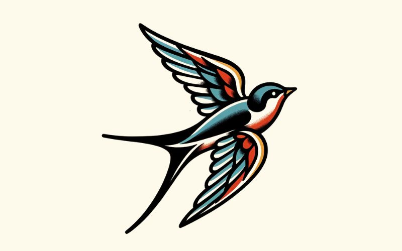 An old school style swallow tattoo design.