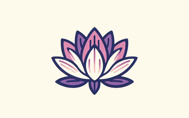 A minimalist style purple lotus tattoo design. 