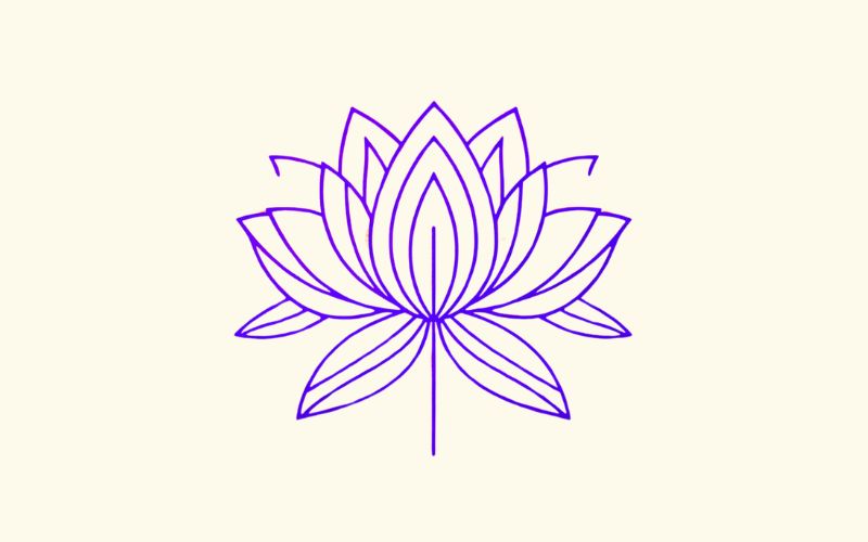 A minimalist style purple lotus tattoo design. 