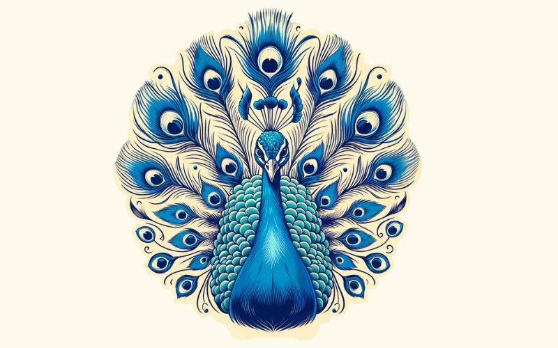 Desenho de tatuagem de pavão em estilo realista.