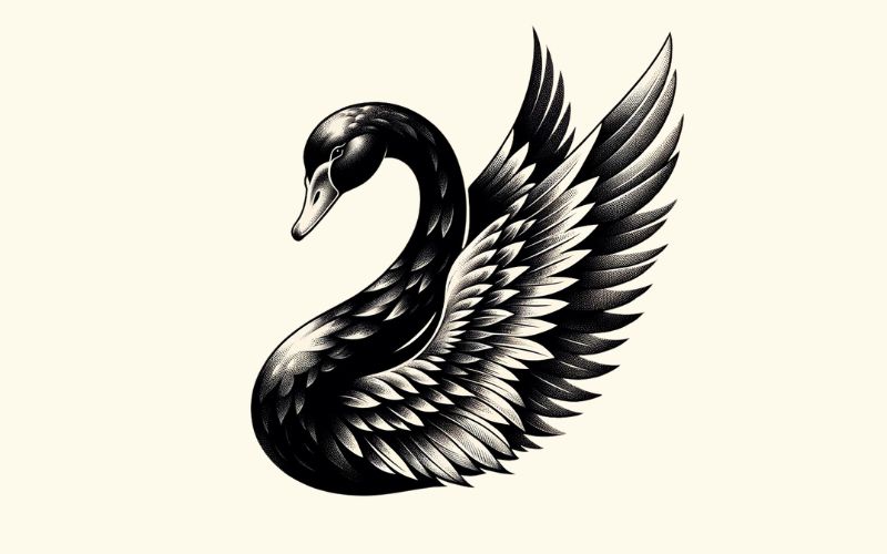 A realism style black swan tattoo design.