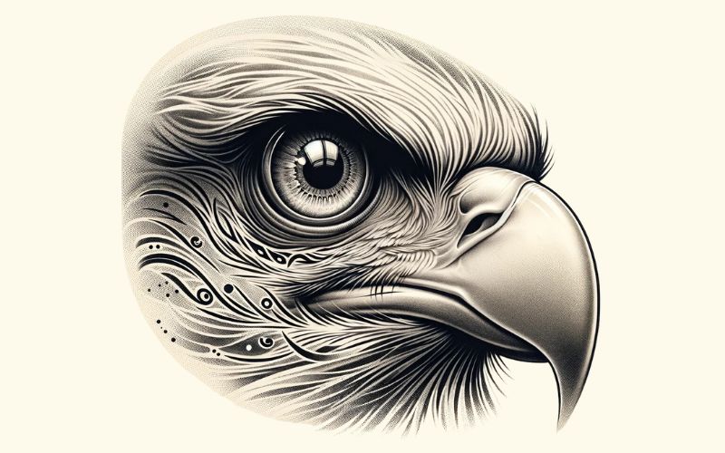 A realism style eagle eye tattoo design. 