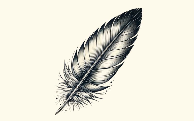 A realism style eagle feather tattoo design. 