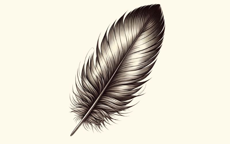 Une conception de tatouage de plumes de style réaliste.