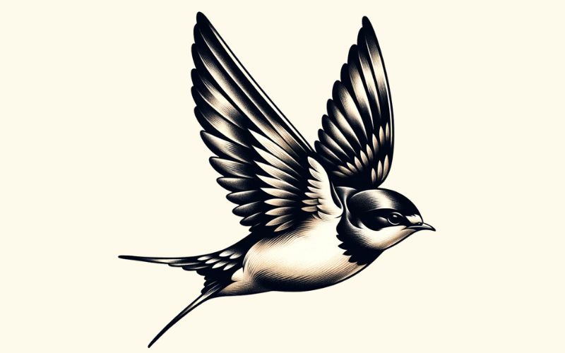 A realism style swallow tattoo design. 