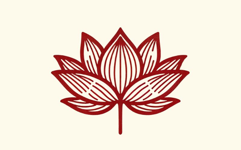 A minimalist style red lotus tattoo design. 