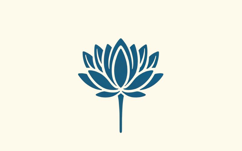A minimalist style, small blue lotus tattoo design. 