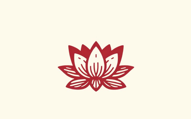 A minimalist style, small red lotus tattoo design. 