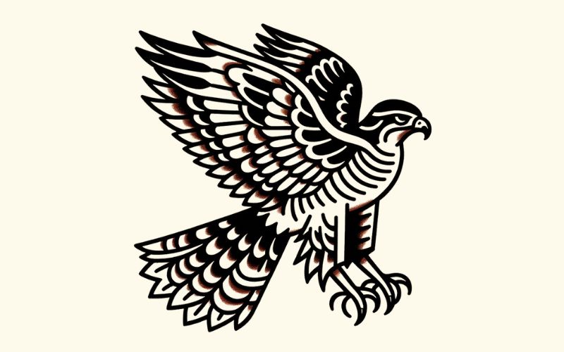 A traditional style hawk tattoo design.