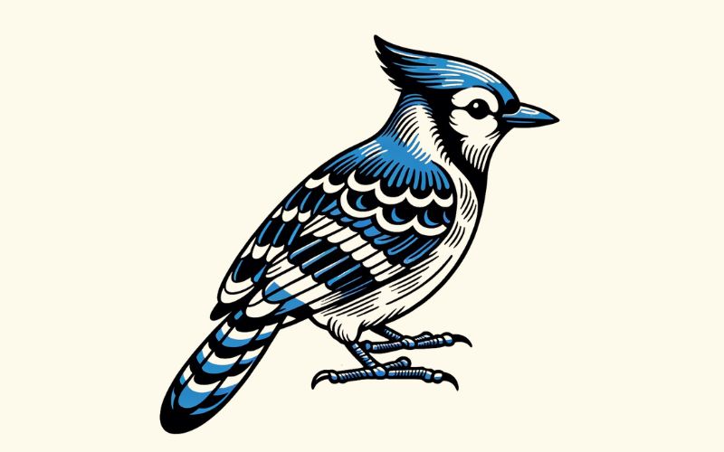 A traditional style blue jay tattoo design.
