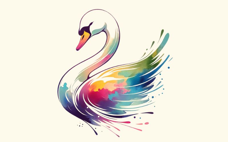 A watercolor style swan tattoo design.