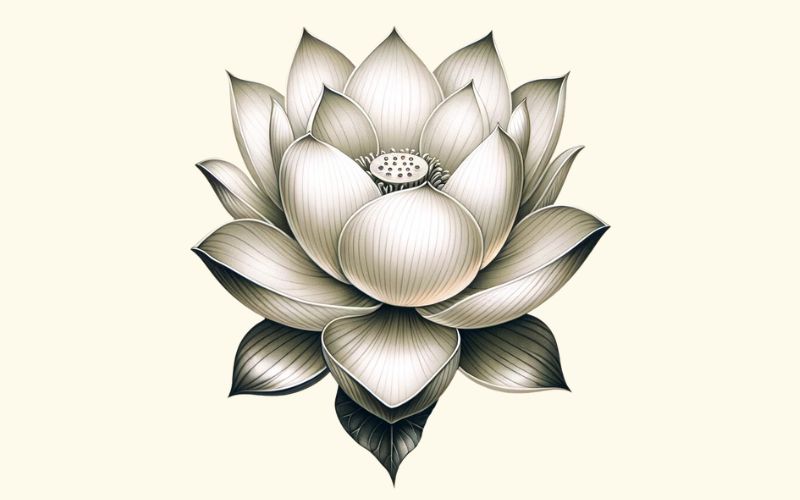 A realism style white lotus tattoo design. 