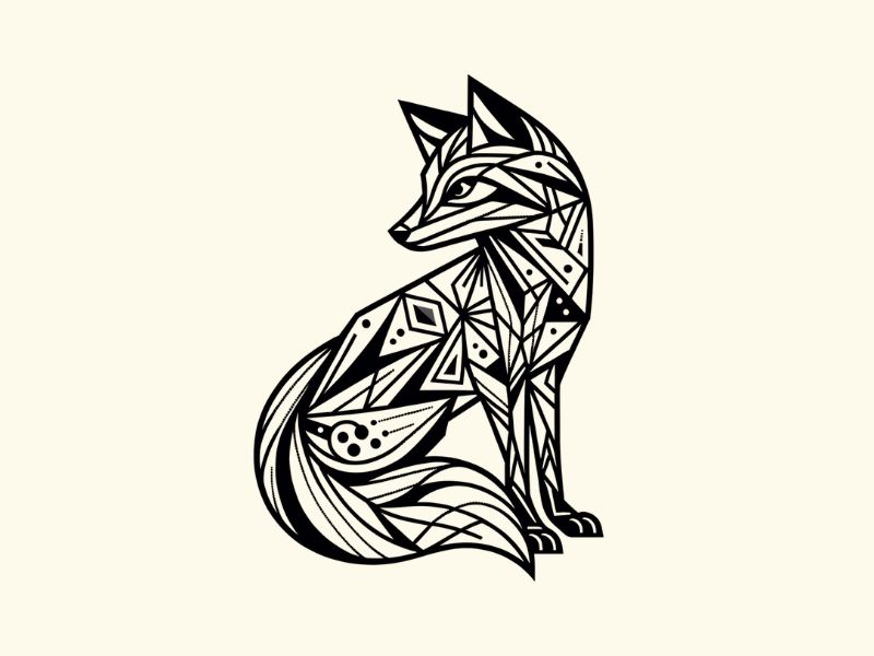 Geometric fox tattoo design. 