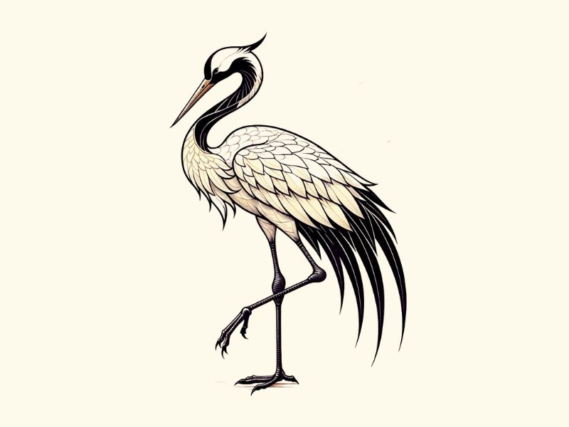 A Kintsugi inspired design Japanese crane tattoo.