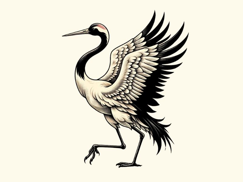 A Nihonga-e design Japanese crane tattoo.