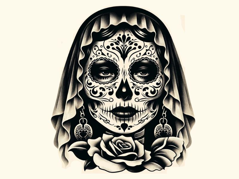 La Catrina Santa Muerte Tattoo design.