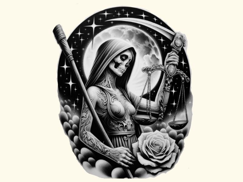 A realism style Santa Muerte tattoo design. 