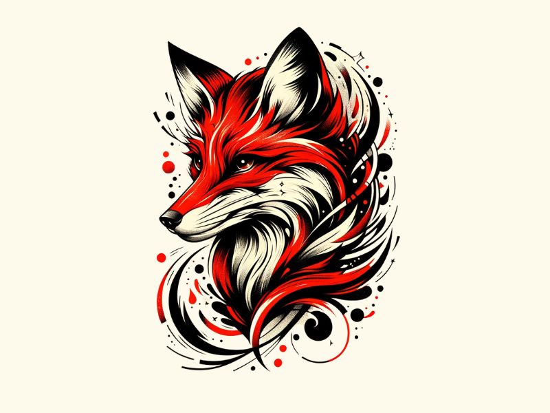 Trash-polka-fox-tattoo design