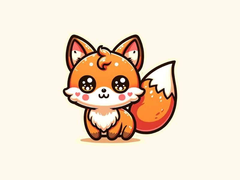 A kawaii fox tattoo design.