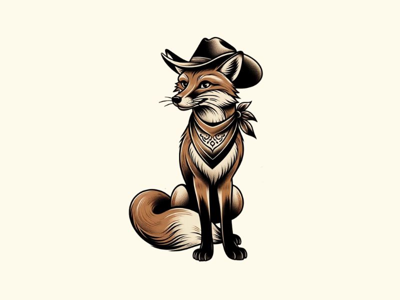A Western style fox tattoo design. 