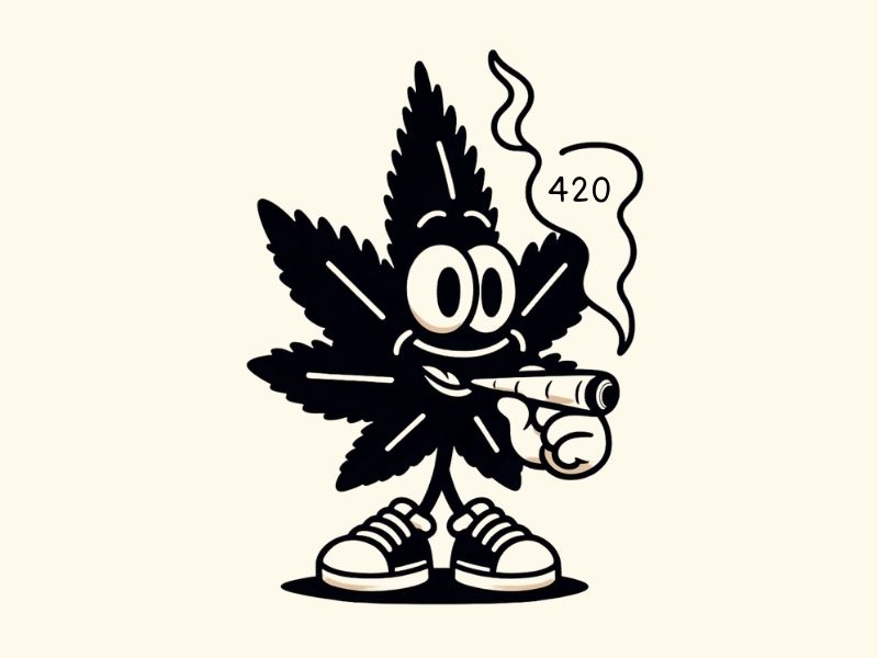 A smoking marijuana leaf and a 420 in the smoke