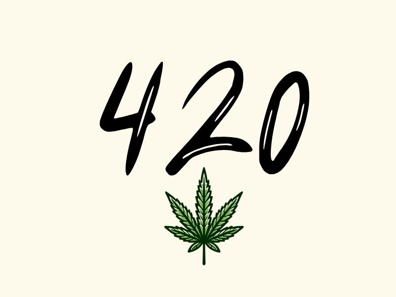 The number 420 and a cannabis leaf.