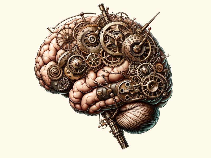 A steampunk style brain tattoo design. 