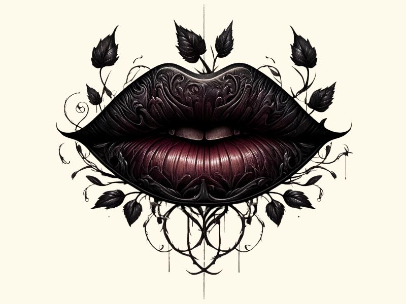 A Gothic style lips tattoo design. 