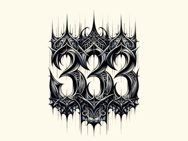 A Neo-Gothic style 333 tattoo design. 