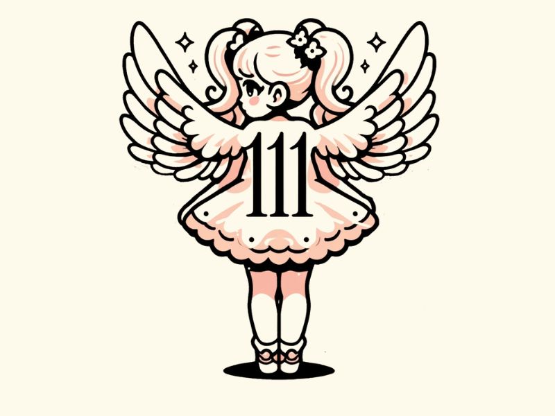 A cute angel 111 tattoo design. 