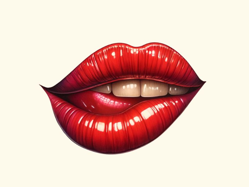 A realism red lips tattoo design.