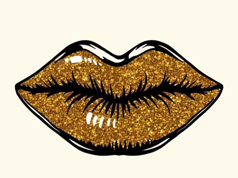 A golden lips tattoo design. 