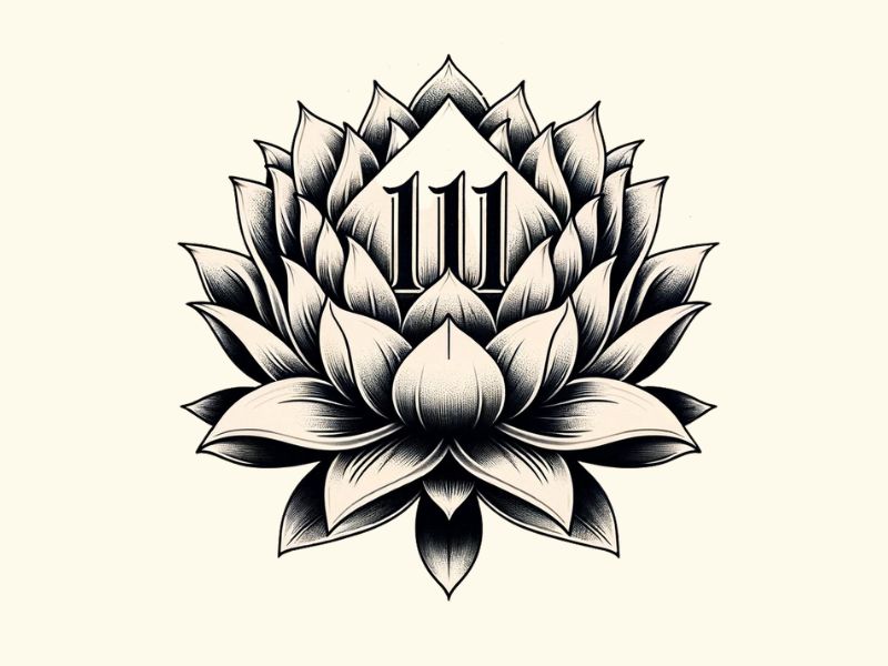 A lotus flower 111 tattoo design. 