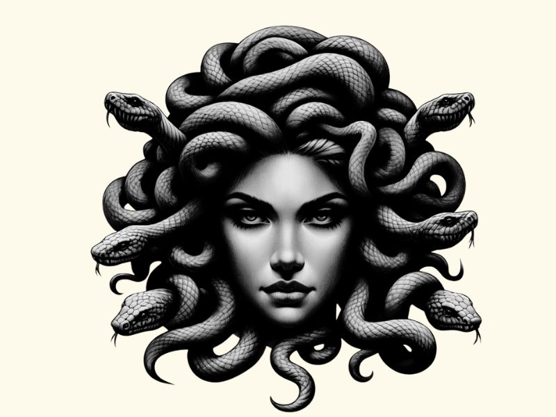 A realism style Medusa tattoo design. 
